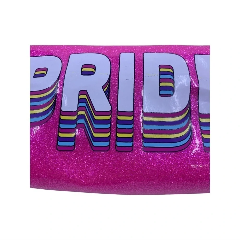 Colorful Pink Glitter Pride Zipper Carry Case Organizer Travel Cosmetic Pouch